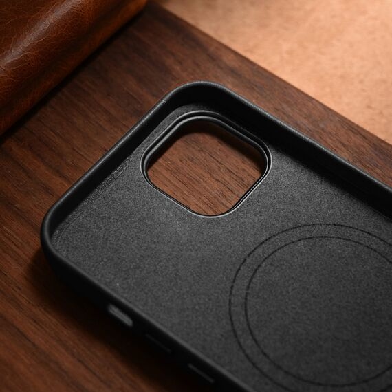 iCarer Case Leather cover for iPhone 14 Plus genuine leather case black (compatible with MagSafe) | Techbox