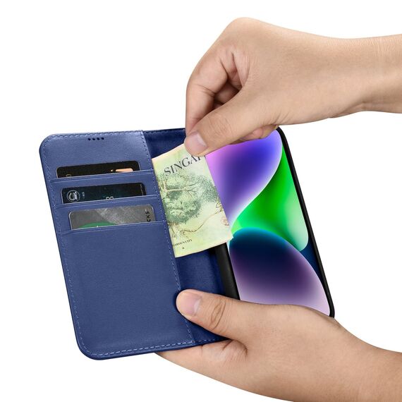iCarer Wallet Case 2in1 Cover iPhone 14 Plus Anti-RFID Leather Flip Case Blue (WMI14220727-BU) | Techbox