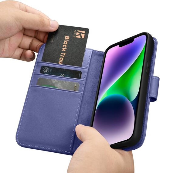 iCarer Wallet Case 2in1 Cover iPhone 14 Plus Anti-RFID Leather Flip Case Light Purple (WMI14220727-LP) - Apple Cases - Cases - Techbox