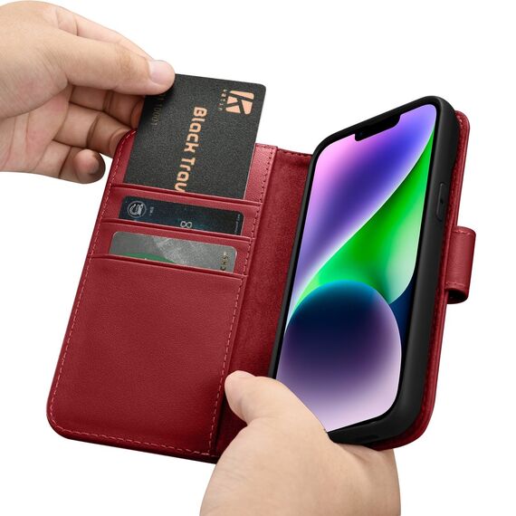 iCarer Wallet Case 2in1 Cover iPhone 14 Plus Anti-RFID Leather Flip Cover Red (WMI14220727-RD) - Apple Cases - Cases - Techbox