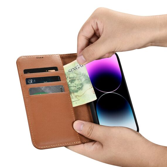 iCarer Wallet Case 2in1 Cover iPhone 14 Pro Max Leather Flip Cover Anti-RFID Brown (WMI14220728-BN) - Apple Cases - Cases - Techbox