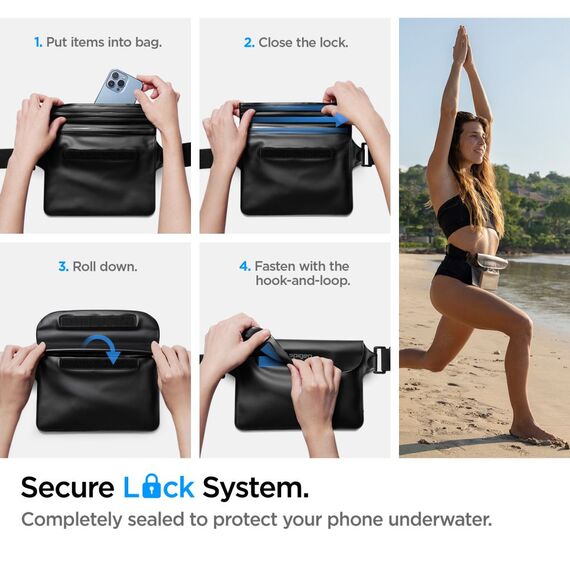 Spigen Aqua Shield A620 Waterproof Hip Bag IPX8 - Black | Techbox