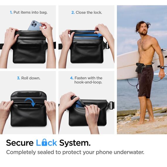 Spigen A621 UNIVERSAL WATERPROOF CASE & WAIST BAG BLACK - Universal Cases - Cases - Techbox