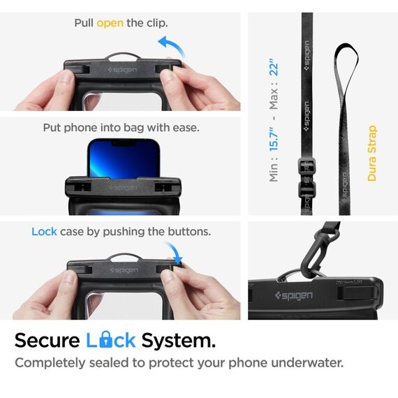 Spigen A621 UNIVERSAL WATERPROOF CASE & WAIST BAG BLACK - Universal Cases - Cases - Techbox