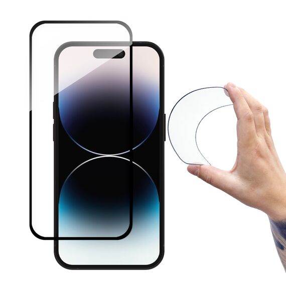 Wozinsky Full Cover Flexi Nano Glass tempered glass for iPhone 14 Pro Max flexible with a black frame - Apple iPhone - Screen & Camera Protection - Techbox