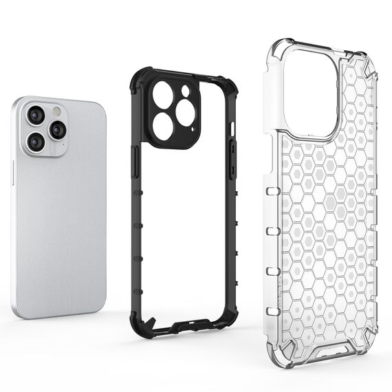 Honeycomb case for iPhone 14 Pro armored hybrid cover transparent | Techbox