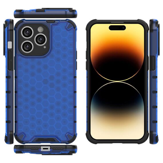 Honeycomb case for iPhone 14 Pro Max armored hybrid cover blue - Apple Cases - Cases - Techbox