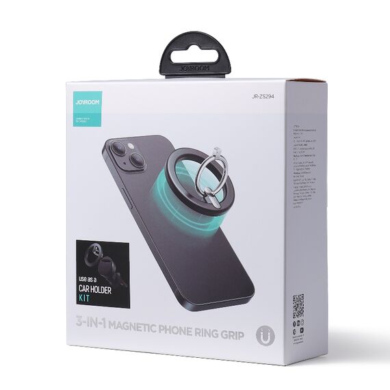 Joyroom kit multifunctional magnetic car holder ring phone support black (JR-ZS294) - Smartphone Holders - Smartphones - Techbox