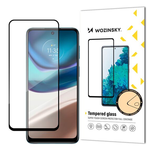 Wozinsky Super Durable Full Glue Tempered Glass Full Screen With Frame Case Friendly Motorola Moto G42 Black | Techbox
