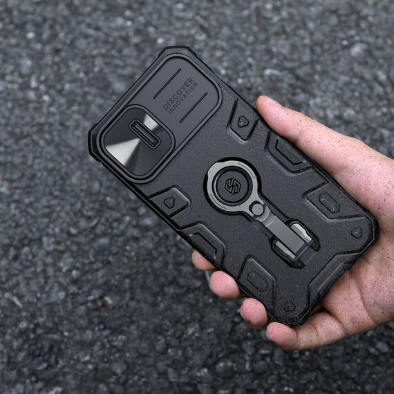 Nillkin CamShield Armor Pro Case iPhone 14 Plus case armored cover with camera cover ring stand black | Techbox