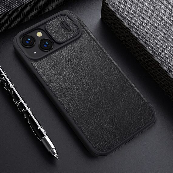 Nillkin Qin Leather Pro Case iPhone 14 Plus Camera Cover Holster Cover Flip Case Black | Techbox
