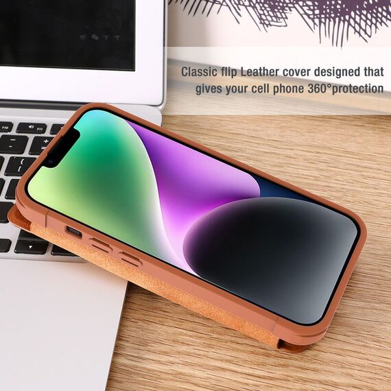 Nillkin Qin Leather Pro Case iPhone 14 Plus Camera Cover Holster Cover Flip Case Brown | Techbox