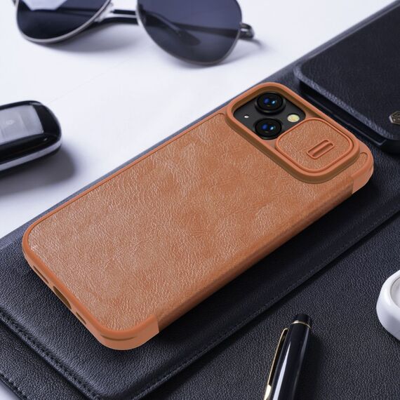 Nillkin Qin Leather Pro Case iPhone 14 Plus Camera Cover Holster Cover Flip Case Brown | Techbox