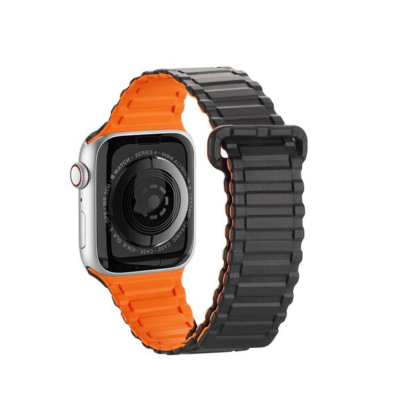 Dux Ducis Strap (Armor Version) Strap for Apple Watch SE, 8, 7, 6, 5, 4, 3, 2, 1 (41, 40, 38 mm) Magnetic Silicone Band Bracelet Black Orange - Accessories - Smartwatches & Accessories - Techbox