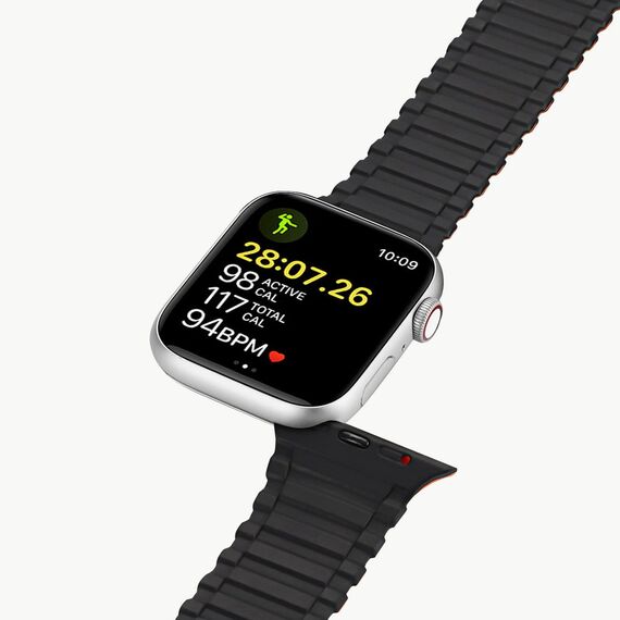 Dux Ducis Strap (Armor Version) Strap for Apple Watch SE, 8, 7, 6, 5, 4, 3, 2, 1 (41, 40, 38 mm) Magnetic Silicone Band Bracelet Black Orange - Accessories - Smartwatches & Accessories - Techbox