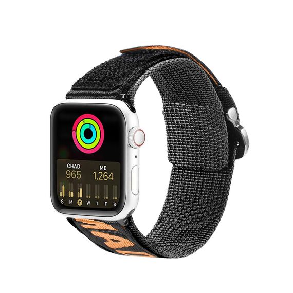 Dux Ducis Strap (Outdoor Version) Apple Watch Ultra Strap, SE, 9, 8, 7, 6, 5, 4, 3, 2, 1 (49, 45, 44, 42 mm) Nylon Band Bracelet Black and Orange | Techbox