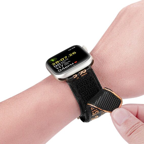 Dux Ducis Strap (Outdoor Version) Apple Watch Ultra Strap, SE, 9, 8, 7, 6, 5, 4, 3, 2, 1 (49, 45, 44, 42 mm) Nylon Band Bracelet Black and Orange | Techbox