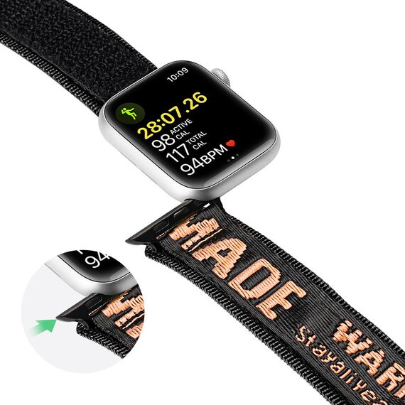 Dux Ducis Strap (Outdoor Version) Apple Watch Ultra Strap, SE, 9, 8, 7, 6, 5, 4, 3, 2, 1 (49, 45, 44, 42 mm) Nylon Band Bracelet Black and Orange | Techbox