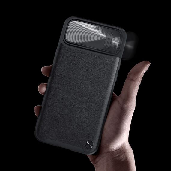 Nillkin CamShield Leather S Case iPhone 14 Plus case with camera cover black | Techbox