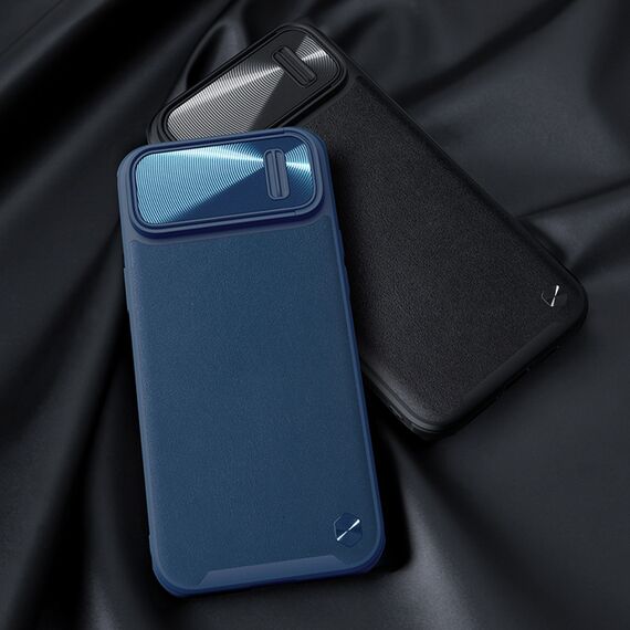Nillkin CamShield Leather S Case iPhone 14 Plus case with camera cover blue | Techbox