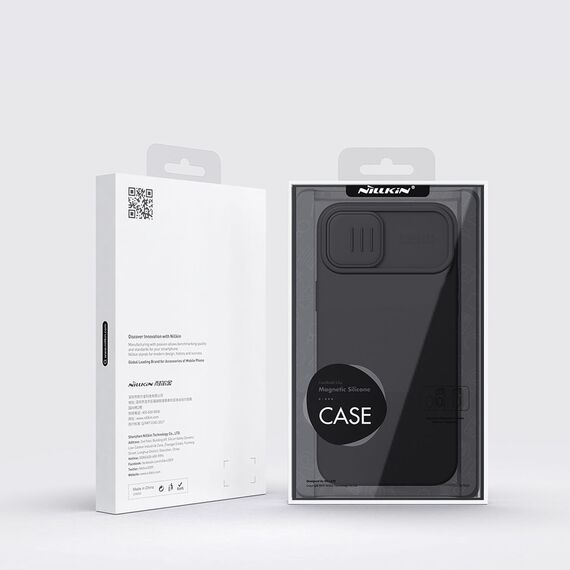 Nillkin CamShield Magnetic Silicone Case iPhone 14 Plus Magnetic MagSafe Cover with Camera Protector Black | Techbox