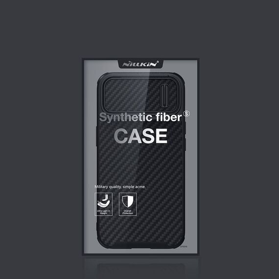 Nillkin Synthetic Fiber S Case iPhone 14 Plus case with camera cover, black | Techbox