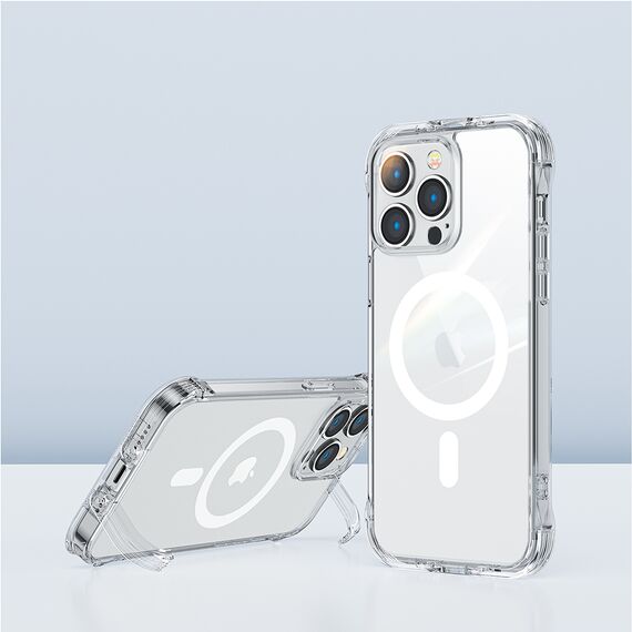 Joyroom Magnetic Defender Magnetic Case for iPhone 14 Plus Armored Case with Hooks Stand Clear (MagSafe Compatible) - Apple Cases - Cases - Techbox
