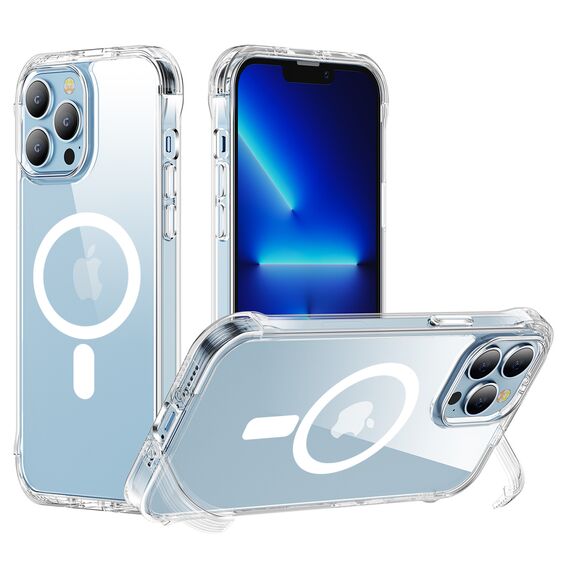 Joyroom Magnetic Defender Magnetic Case for iPhone 14 Plus Armored Case with Hooks Stand Clear (MagSafe Compatible) - Apple Cases - Cases - Techbox