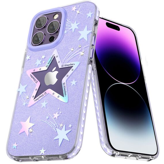 Kingxbar Heart Star Series case for iPhone 14 Plus cover back cover purple star - Apple Cases - Cases - Techbox