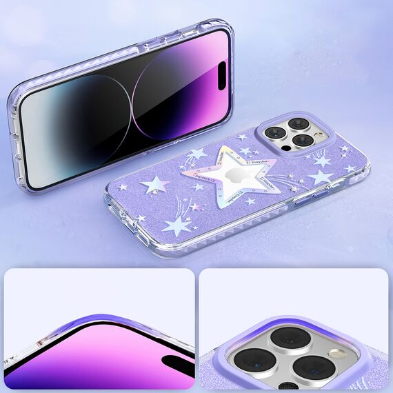 Kingxbar Heart Star Series case for iPhone 14 Plus cover back cover purple star - Apple Cases - Cases - Techbox
