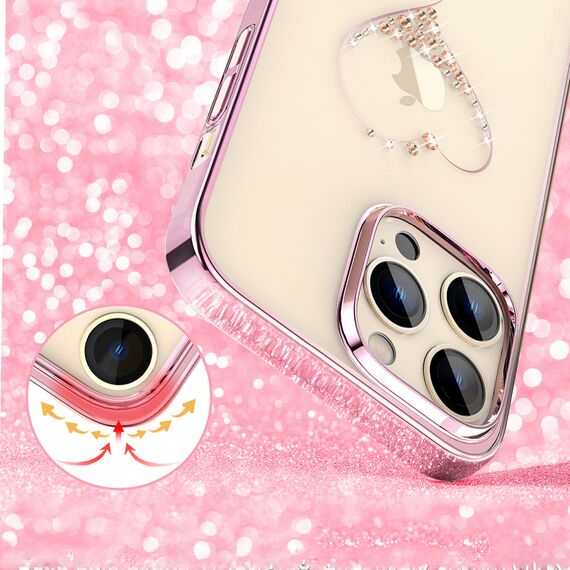 Silicone case with Swarovski crystals Kingxbar Wish Series for iPhone 14 Plus - pink | Techbox