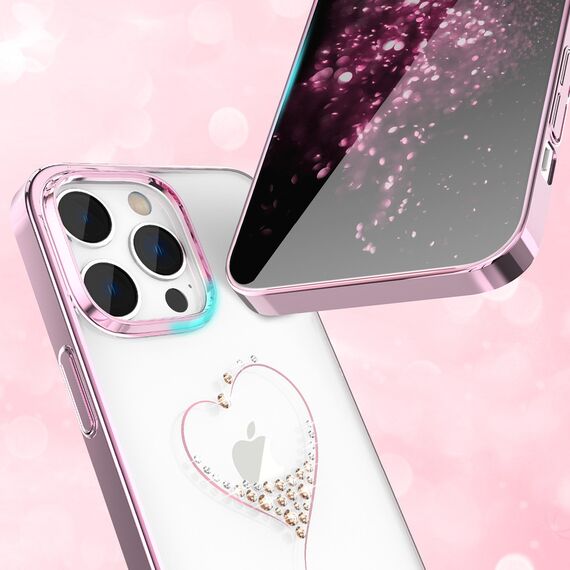 Silicone case with Swarovski crystals Kingxbar Wish Series for iPhone 14 Plus - pink | Techbox