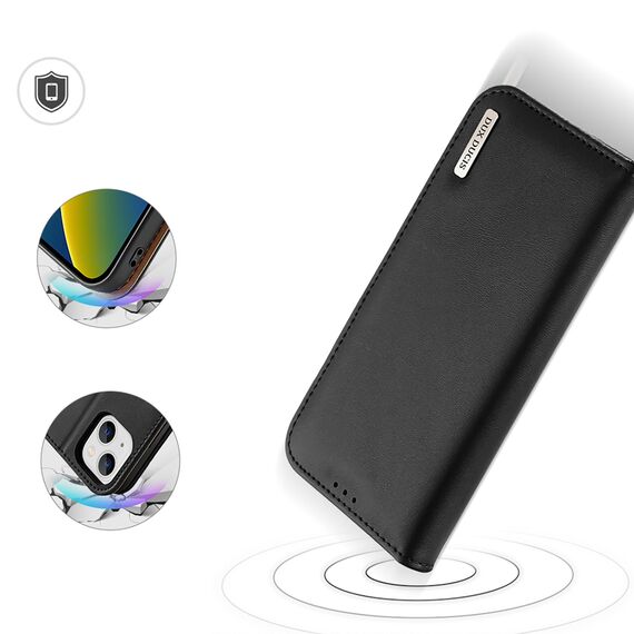 Dux Ducis Hivo Leather Flip Cover Genuine Leather Wallet for Cards and Documents iPhone 14 Plus Black | Techbox