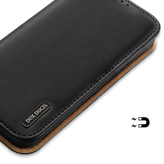 Dux Ducis Hivo Leather Flip Cover Genuine Leather Wallet for Cards and Documents iPhone 14 Plus Black | Techbox
