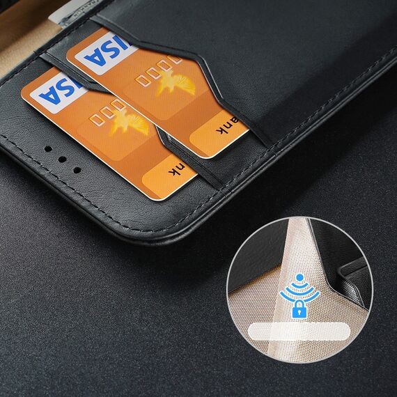 Dux Ducis Hivo Leather Flip Cover Genuine Leather Wallet for Cards and Documents iPhone 14 Plus Black | Techbox