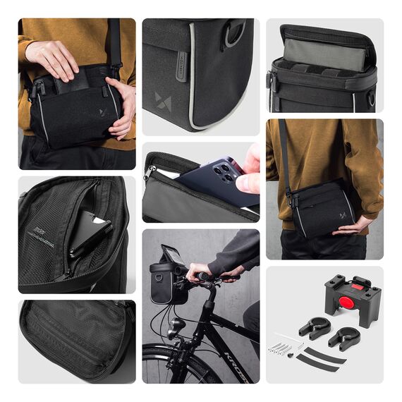 Wozinsky bicycle handlebar bag bike shoulder bag black (WBHBB-01) - Bicycle - Sports & Fitness - Techbox