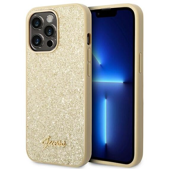 Guess GUHCP14LHGGSHD iPhone 14 Pro 6,1" złoty/gold hard case Glitter Script | Techbox
