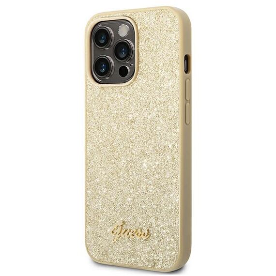 Guess GUHCP14LHGGSHD iPhone 14 Pro 6,1" złoty/gold hard case Glitter Script | Techbox