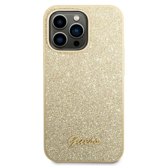 Guess GUHCP14LHGGSHD iPhone 14 Pro 6,1" złoty/gold hard case Glitter Script | Techbox