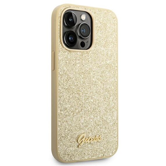 Guess GUHCP14LHGGSHD iPhone 14 Pro 6,1" złoty/gold hard case Glitter Script | Techbox