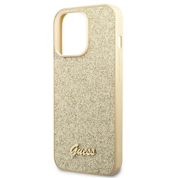 Guess GUHCP14LHGGSHD iPhone 14 Pro 6,1" złoty/gold hard case Glitter Script | Techbox