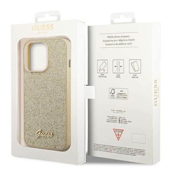 Guess GUHCP14LHGGSHD iPhone 14 Pro 6,1" złoty/gold hard case Glitter Script | Techbox