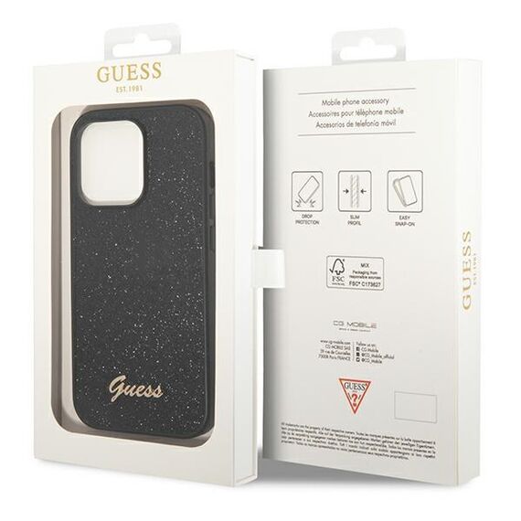 Guess GUHCP14LHGGSHK iPhone 14 Pro 6,1" czarny/black hard case Glitter Script - Apple Cases - Cases - Techbox