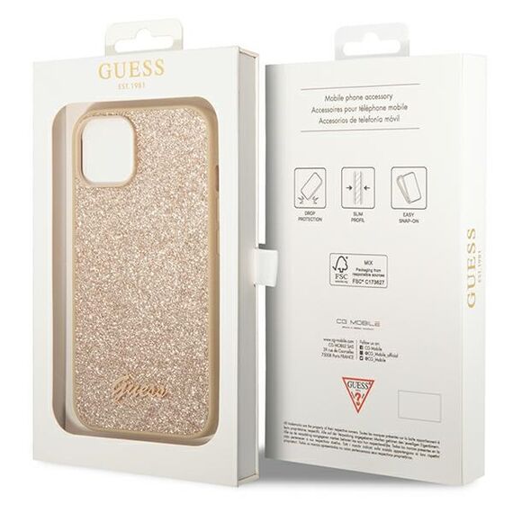 Guess GUHCP14SHGGSHD iPhone 14 6,1" złoty/gold hard case Glitter Script | Techbox