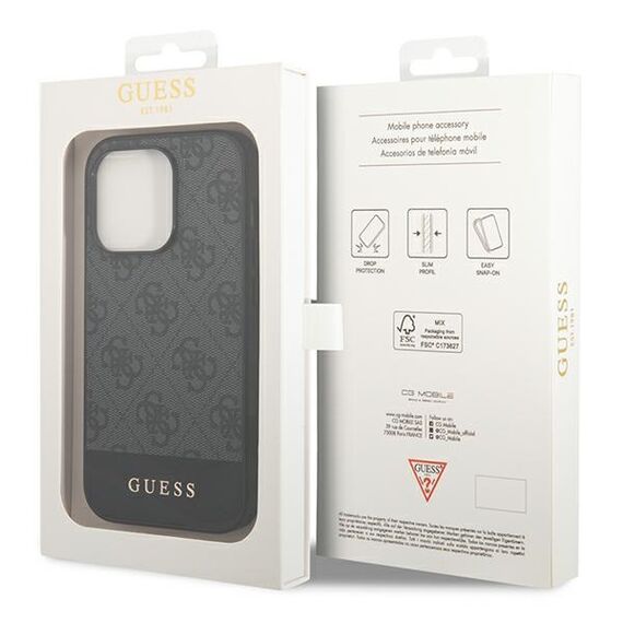 Guess GUHCP14XG4GLGR iPhone 14 Pro Max 6.7" grey/grey hard case 4G Stripe Collection | Techbox