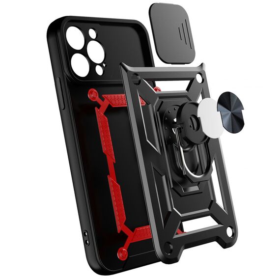 Hybrid Armor Camshield case for iPhone 13 Pro Max armored case with camera cover blue | Techbox
