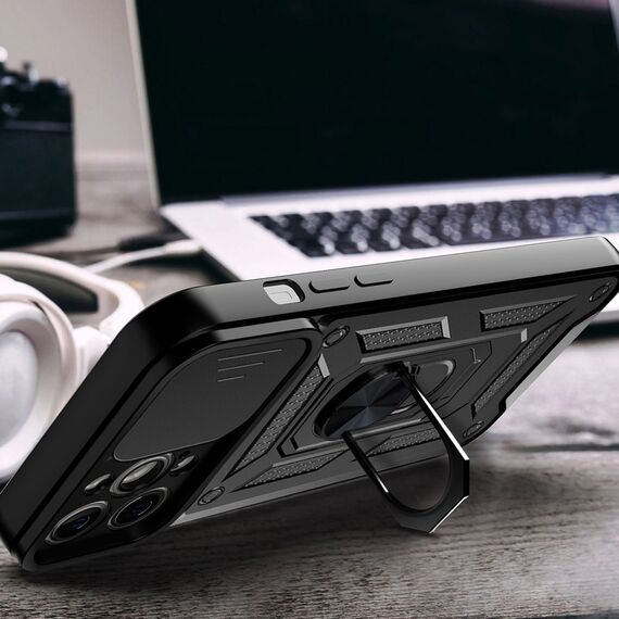Hybrid Armor Camshield case for iPhone 14 Plus armored case with camera cover black | Techbox
