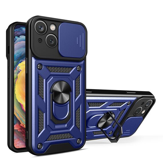 Hybrid Armor Camshield case for iPhone 14 Plus armored case with camera cover blue | Techbox