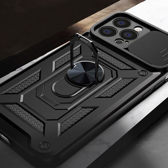 Hybrid Armor Camshield case for iPhone 14 Pro armored case with camera cover blue | Techbox