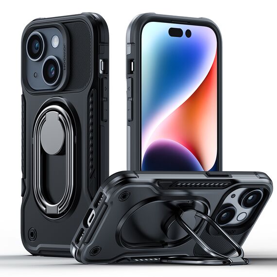 Joyroom Dual Hinge case for iPhone 14 armored case with a stand and a ring holder black - Apple Cases - Cases - Techbox